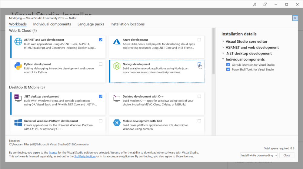 Visual Studio Node.js development